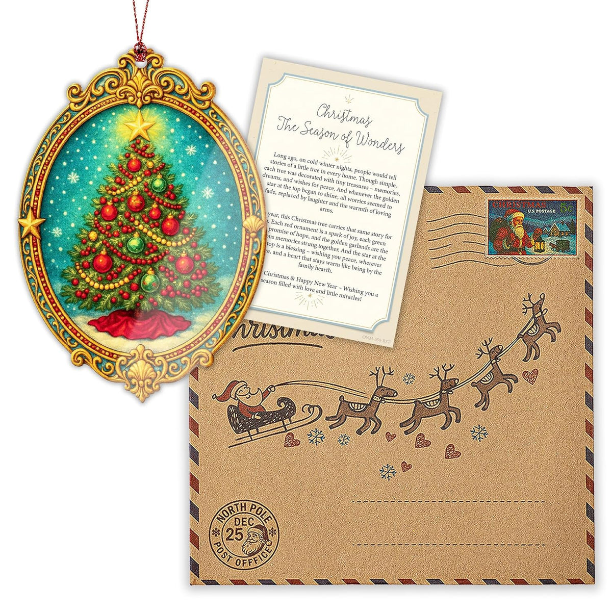 Christmas Tree Ornament – Holiday Decor | Classic Ornament + Family Keepsake – Christmas Ornament 2025 – Suncatcher Effect Stained Glass Window Hanging – Car Hanging Decoration