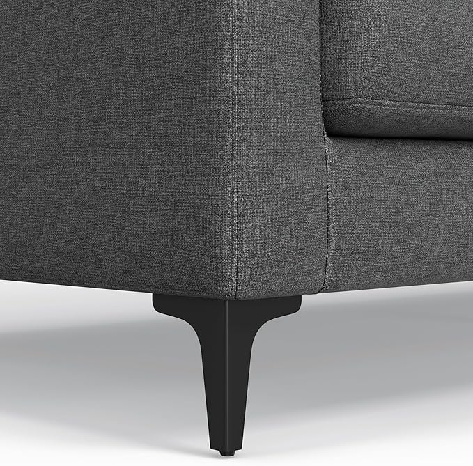 SIMPLIHOME Ava Sofa and Ottoman in 100% Recycled Polyester Performance Fabric, Pebble Grey, 90-inch-Wide 3-Seater Couch and Matching 36-inch-Wide Table Ottoman for Living Room, 2-Piece Set
