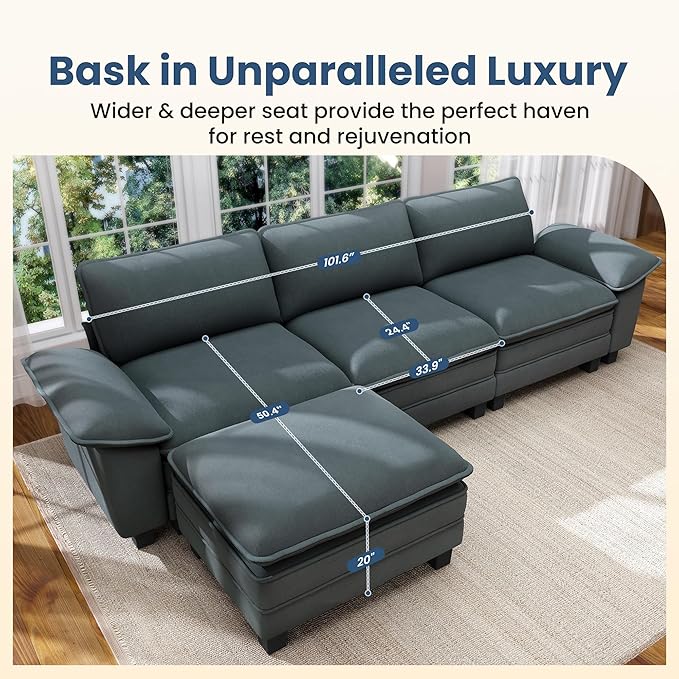 PHI VILLA Indoor Modular Sectional Couches Sets, 2-Piece Armless Sofa Set, 2-Seater Upholstered Couch for Living Room Small Spaces, Chenille Fabric, Dark Cyan