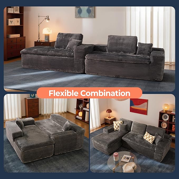 106" Oversized Couch Sofa, L Shape Couches for Living Room, No Assembly Required Plush Velvet Sectional Sofas with Left Facing Chaise for Home Apartment