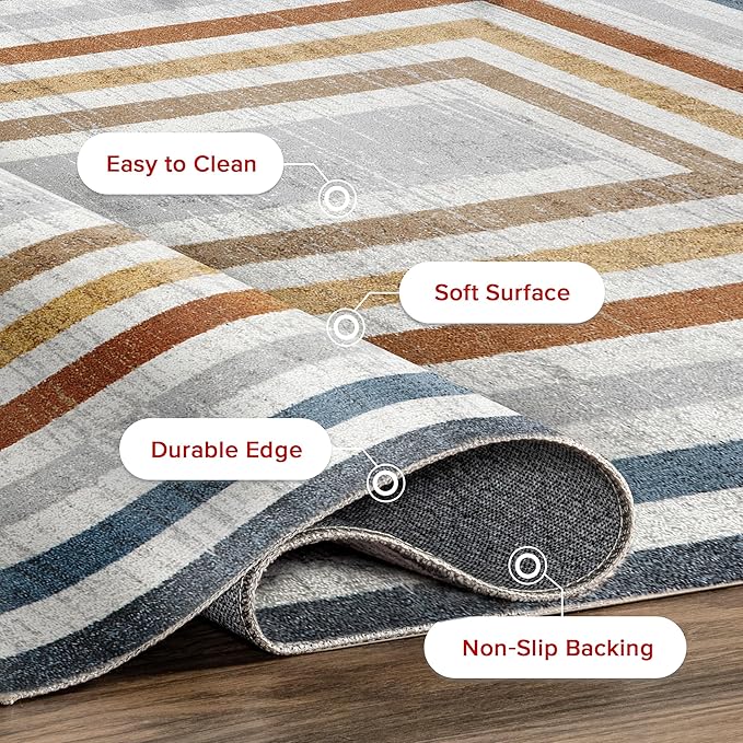 nuLOOM Alienor Geometric 3x5 Machine Washable Accent Rug for Living Room Bedroom Dining Room Entryway Kitchen, Multicolor/Ivory