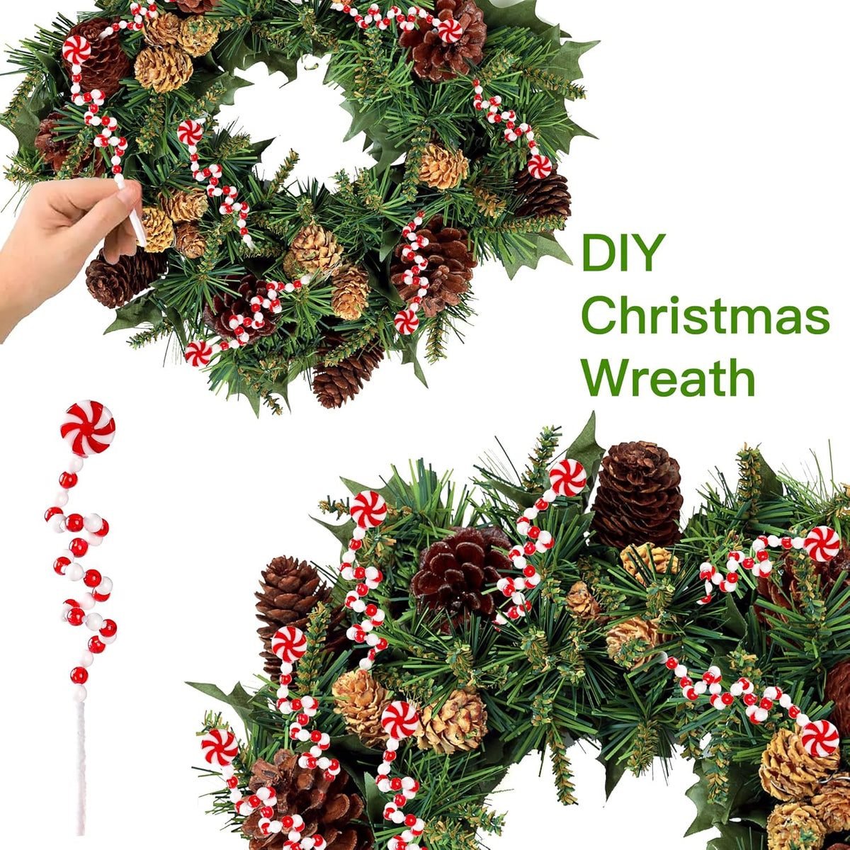 Sggvecsy 36 Pcs Christmas Curly Pick Red White Christmas Picks Christmas Tree Pick Candy Cane Christmas Decorations Christmas Tree Candy Shape Ornaments for Home Vase Wreath DIY Craft Xmas Tree Topper