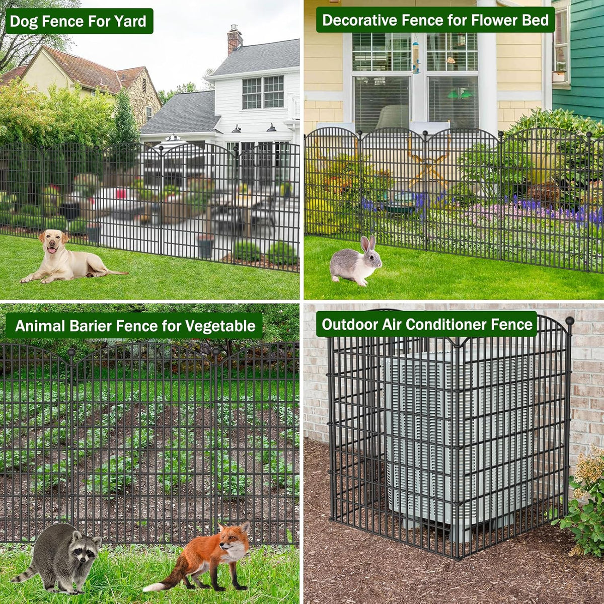 No Dig Decorative Garden Fence 5 Panels, 40 in (H) x 11.8 ft (L), Dog Fence Outdoor for Yard, Rustproof Metal Animal Barrier Ground Stakes Fencing for Garden, Patio, Flower Bed