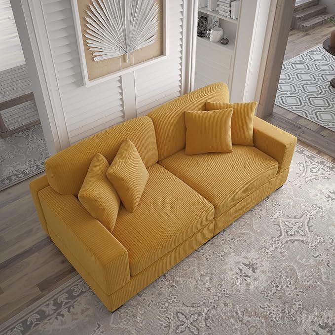 Modular Sectional Couches for Living Room, 82.6" Modern Loveseat 2-Seater Sofa Couch, Upholstered Couches for Living Room Bedroom, Orange