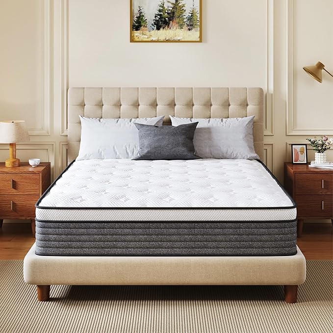 CH CHARME HOUSE Full Size Mattress, 10 Inch Full Hybrid Mattress in a Box, Medium Feel Foam and Individual Pocket Springs, Extra Edge Support, Pressure Relief, CertiPUR-US