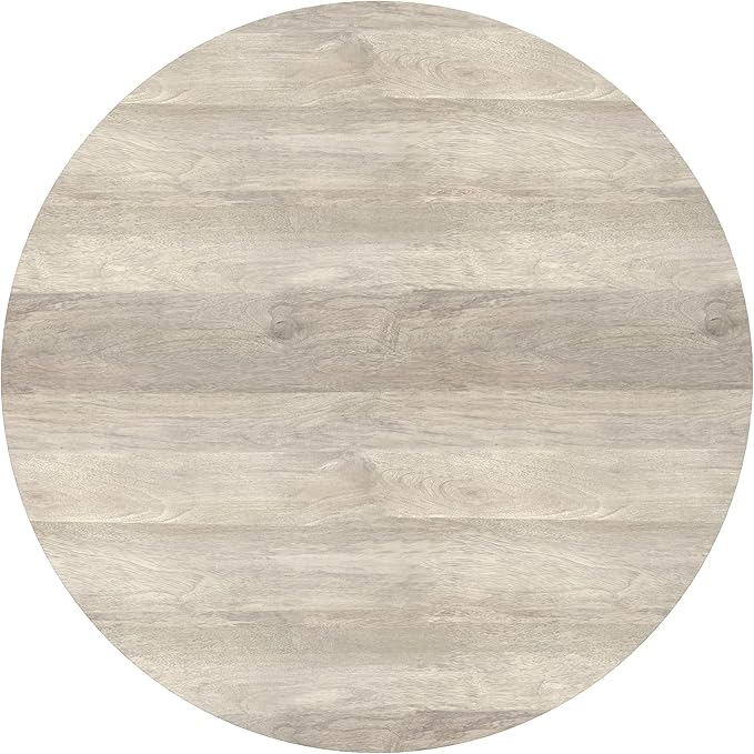 SIMPLIHOME Rayburn Drum Coffee Table - 38 inch Wide Solid Mango Wood Round Living Room Table in White Wash, Modern Urban Center Table for Family Room with Black Metal Legs and Large Surface