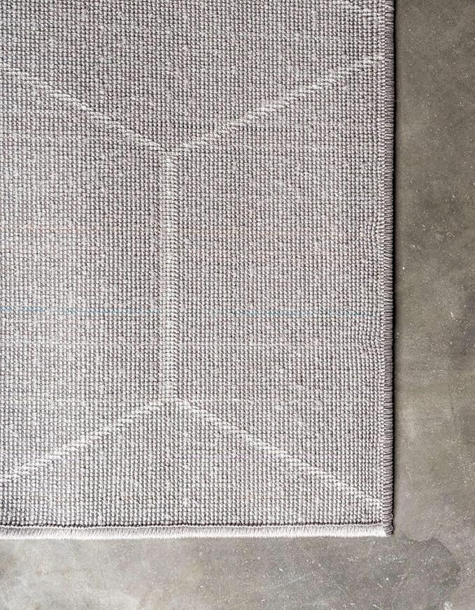 Unique Loom Trellis Frieze Collection Area Rug - Geometric (7' Square, Light Gray/ Ivory)