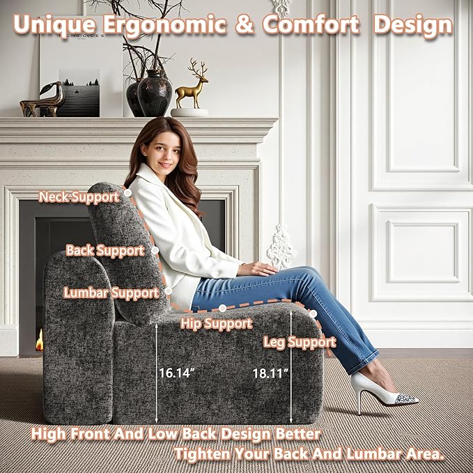 EASE MOOSE Oversized Sectional Cloud Couch, 9-Seat Modular Boneless Sofa Set with Deep Seat, No-Assembly Chenille Sofa for Living Room, Dark Grey