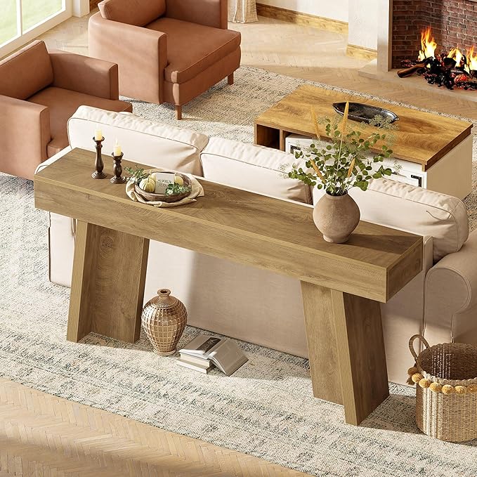 Tribesigns 70.9-Inch Long Console Table, Farmhouse Narrow Entryway Table Behind The Couch for Living Room, Hallway, Entrance, Foyer (Natural)