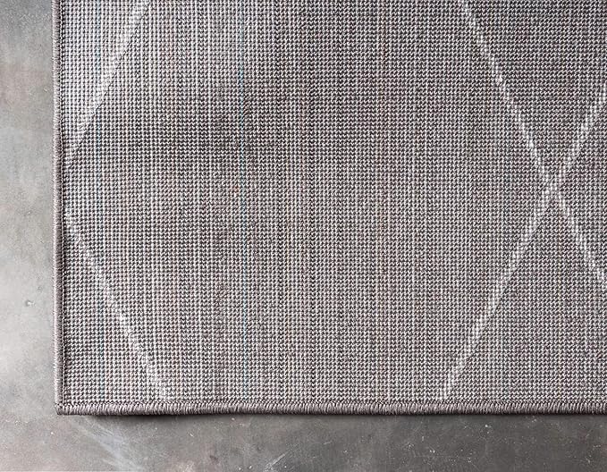 Unique Loom Trellis Frieze Collection Area Rug - Geometric (9' x 12' 2", Dark Gray/ Ivory)