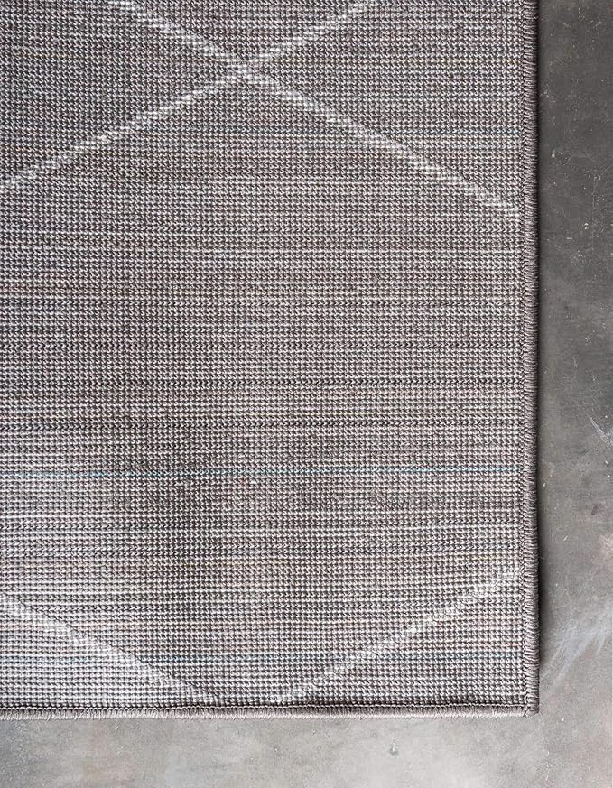 Unique Loom Trellis Frieze Collection Area Rug - Geometric (6' Square, Dark Gray/ Ivory)