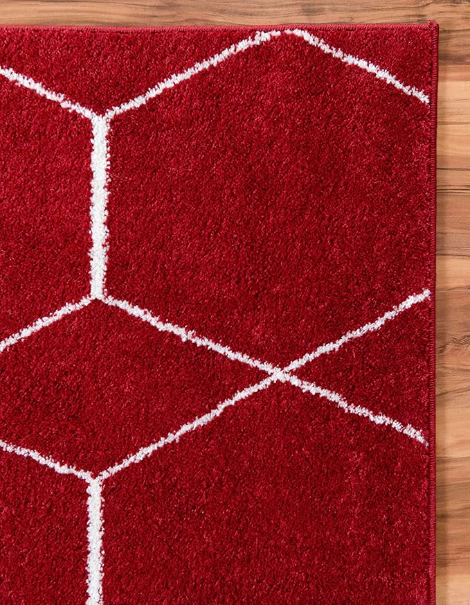 Unique Loom Trellis Frieze Collection Area Rug - Geometric (8' x 11', Red/ Ivory)