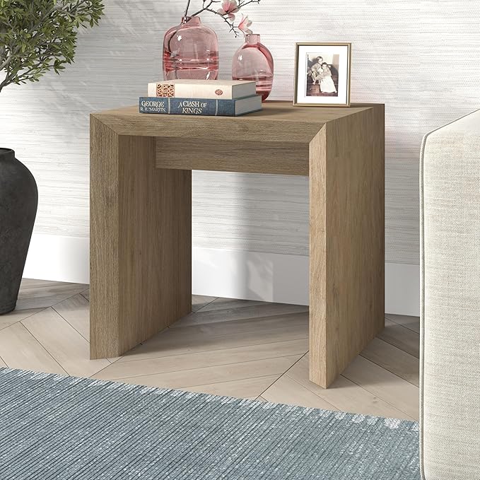 Henn&Hart 22" Wide Rectangular Side Table in Weathered Gray, for Home, Living Room, Bedroom, Entertainment Room, Office