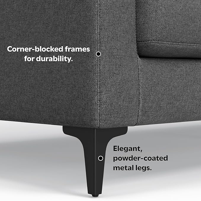 SIMPLIHOME Ava Sofa in 100% Recycled Polyester Tightly Woven Performance Fabric, Pebble Grey, 90-inches Wide, Handcrafted Mid-Century Modern Style Sofa for Living Room or Couch for Family Room