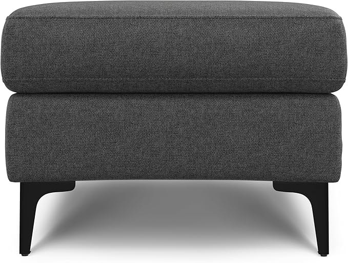 SIMPLIHOME Ava Large Rectangular Ottoman in 100% Recycled Polyester Tightly Woven Performance Fabric, Pebble Grey, 48-inches Wide, Multipurpose Table or Footrest Ottoman, Assembled, for Living Room