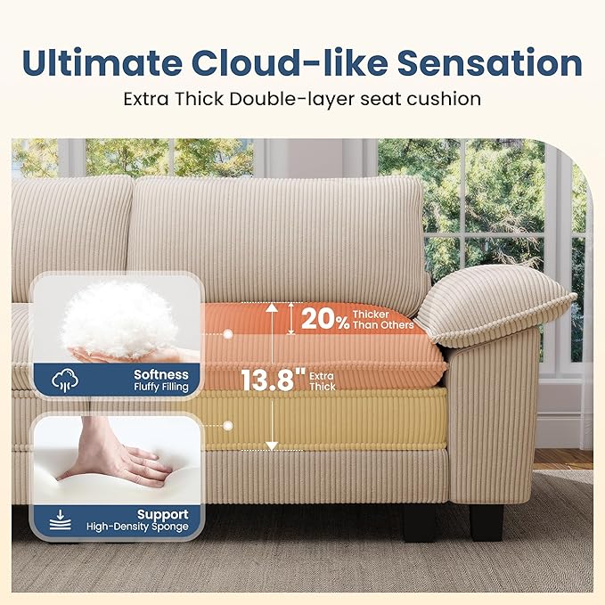 PHI VILLA Oversized Single Armless Sofa with Ottoman, Upholstered Chaise Lounge Chairs, Indoor Cloud Reading Chair with Deep Seat for Small Spaces, Chenille Fabric, Teal