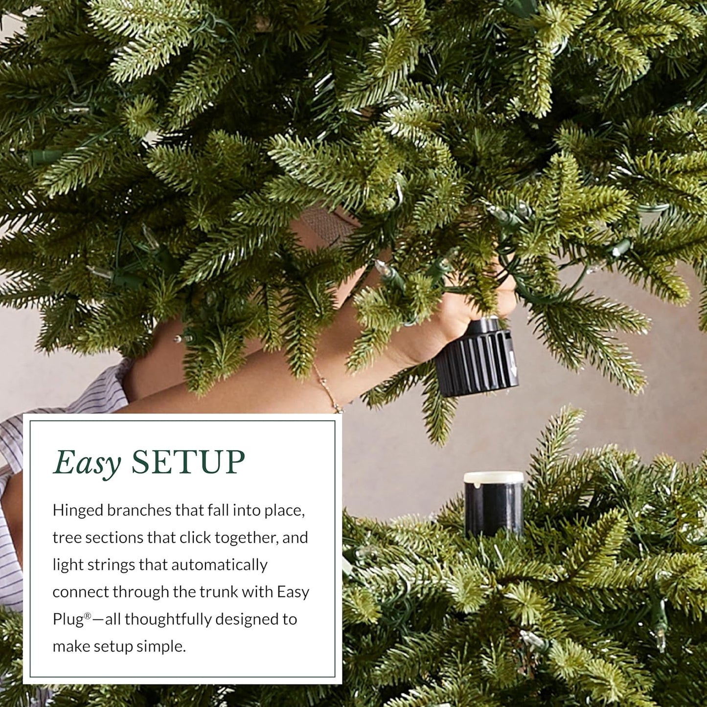Balsam Hill 4.5ft Pre-Lit Classic Blue Spruce - Artificial Christmas Tree with 300 Clear Incandescent Lights, Easy Plug Technology, Premium Stand & Storage Bag for Indoor Holiday Decorating