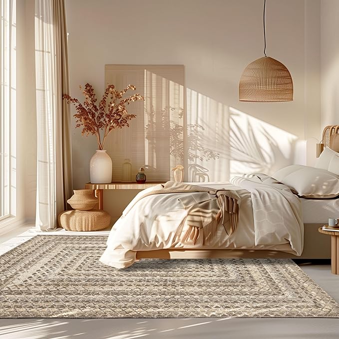 nuLOOM Carley Geometric 3'3" x 5' Machine Washable Accent Rug for Living Room Bedroom Dining Room Entryway Kitchen, Beige/Ivory