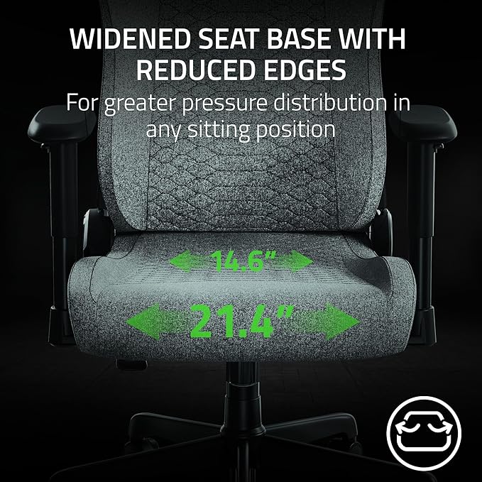 Razer Iskur V2 X Ergonomic Gaming Chair: Built-in Lumbar Support - Widened Seat - High Density Foam Cushions - Adjustable 152 Degree Recline - 2D Armrests - Plush Fabric Finish - Light Gray Edition