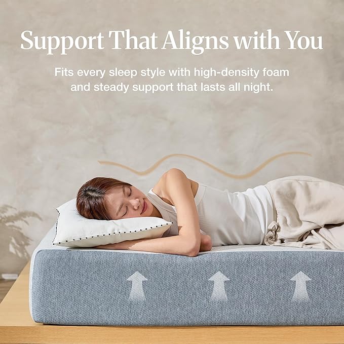 LIFEMENT Basic Twin Graphite Infused Memory Foam Mattress in a Box | Medium Firm Bed, Fiberglass Free, Certified Safe Foam, Cooling Pressure Relief Support, 8 Inch