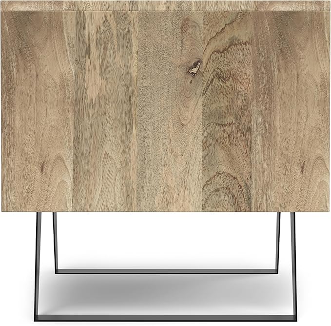 SIMPLIHOME Lowry Modern Industrial 22 inch Wide Metal End Side Table in Natural for The Living Room and Bedroom
