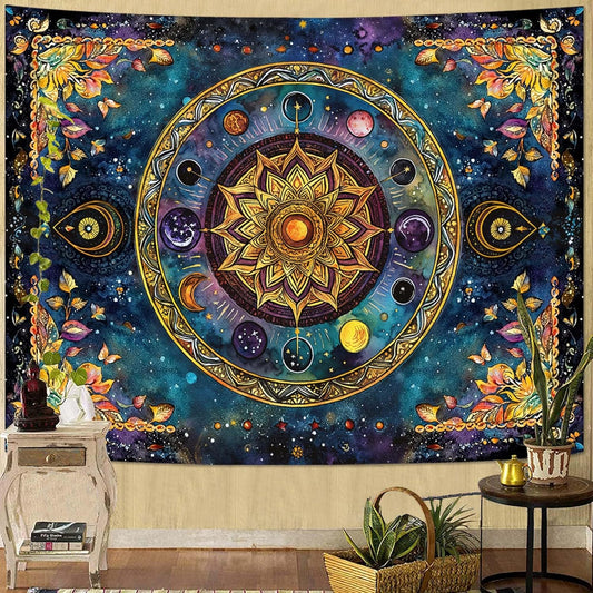 Lunerfex Mandala Solar System Tapestry Boho Tapestry for Bedroom Galaxy Tapestries Wall Hanging Living Room Wall Art and Home Decor 60x80