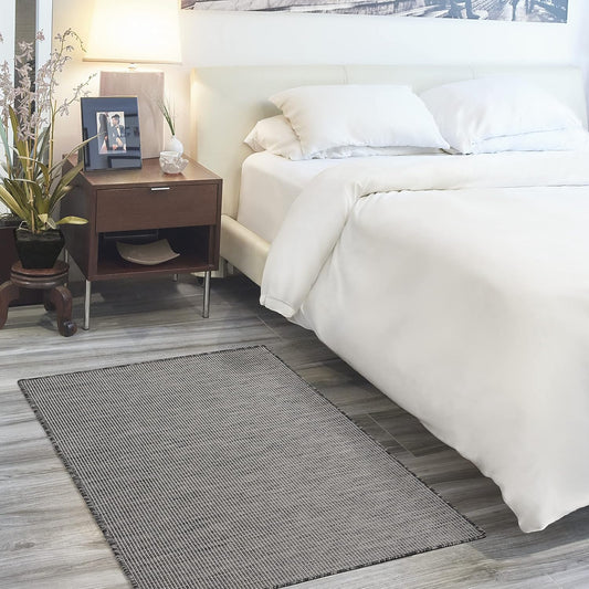 Nourison Positano Indoor/Outdoor Charcoal 3' x 5' Area Rug, Easy Cleaning, Non Shedding, Bed Room, Living Room, Dining Room, Backyard, Deck, Patio (3x5)