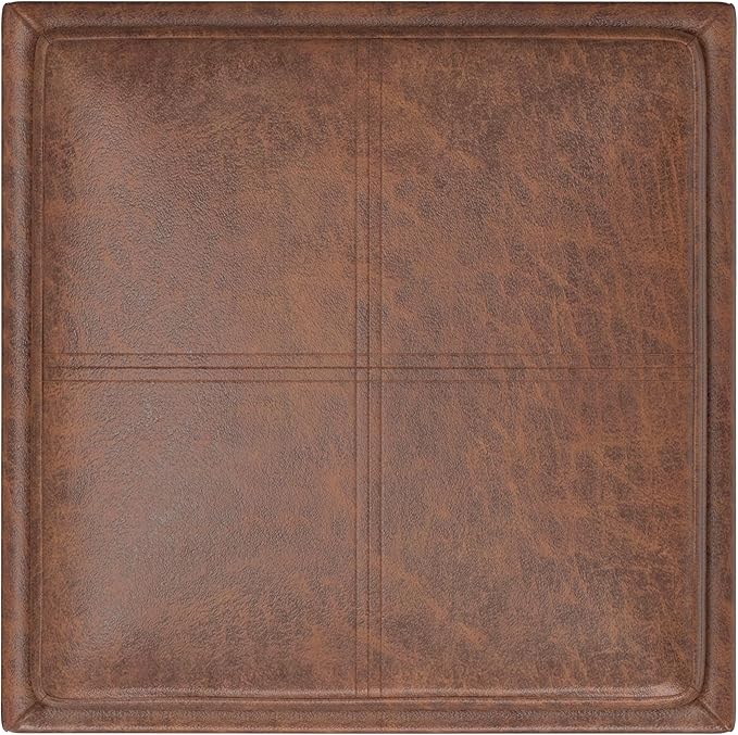 SIMPLIHOME Rockwood 18 inch Wide Contemporary Square Cube Storage Ottoman with Tray in Distressed Saddle Brown Vegan Faux Leather, Assembled, For the Living Room, Entryway and Family Room