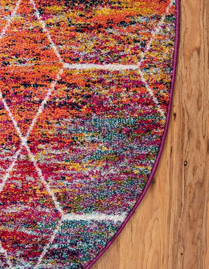 Unique Loom Trellis Frieze Collection Area Rug - Geometric (4' x 6' Oval, Multi/ Ivory)