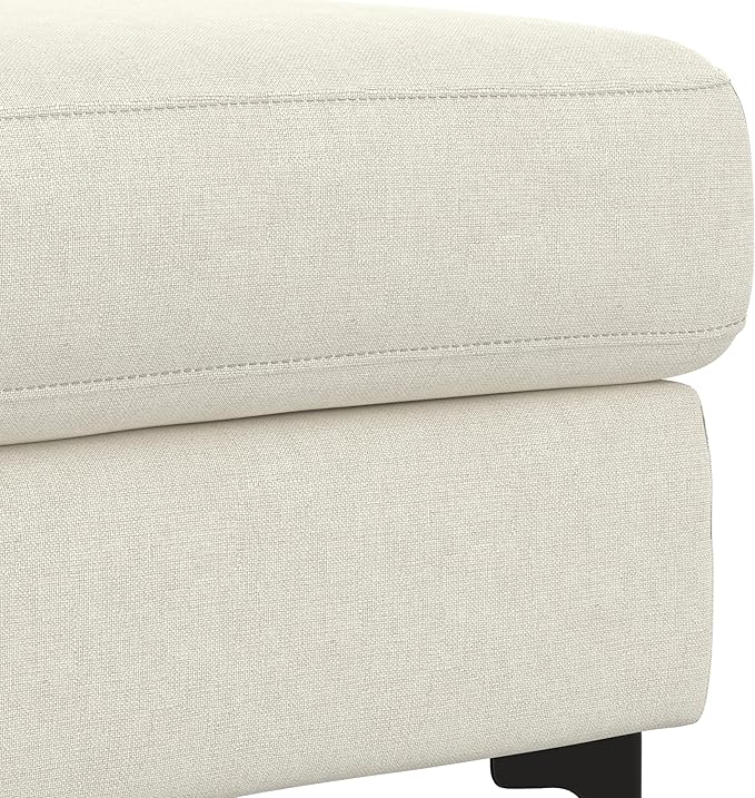 SIMPLIHOME Ava Large Rectangular Ottoman in 100% Recycled Polyester Tightly Woven Performance Fabric, Cream, 48-inches Wide, Multipurpose Table or Footrest Ottoman, Assembled, For Living Room