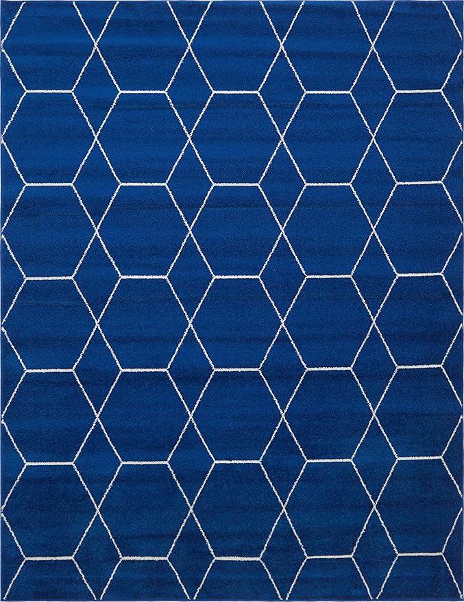 Unique Loom Trellis Frieze Collection Area Rug - Geometric (8' x 10', Navy Blue/ Ivory)