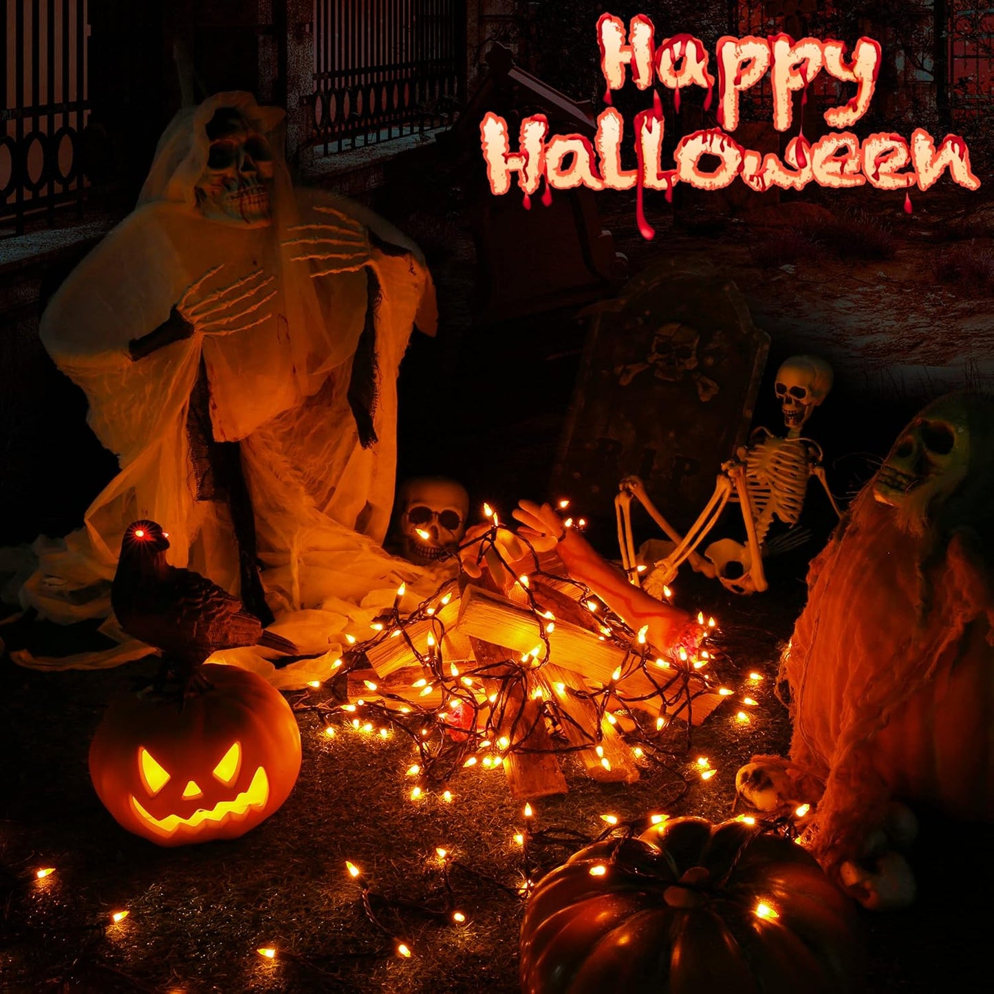 Toodour Candy Corn Halloween Lights, 12.5ft 50 Count Incandescent Halloween String Lights, UL Certified Connectable Mini Bulbs Yellow & Orange Light for Home, Garden, Porch, Party, Yard, Indoor Decor
