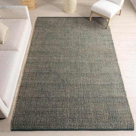 nuLOOM 6x9 Elfriede Jute & Cotton Hand Woven Area Rug, Green, Solid Rustic Farmhouse Style, Weaved Design, Natural Fiber, for Bedroom, Living Room, Dining Room, Hallway, Office, Entryway