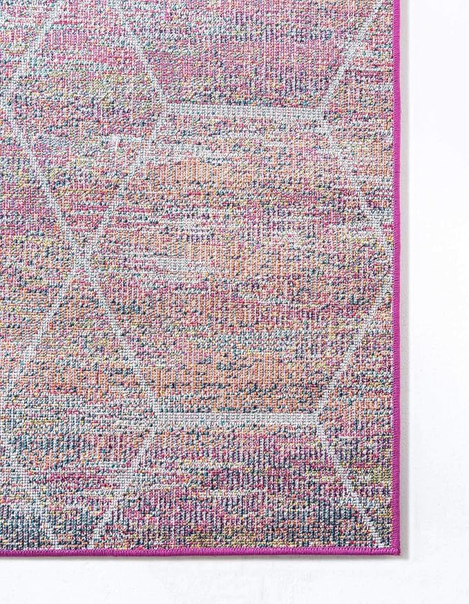 Unique Loom Trellis Frieze Collection Area Rug - Geometric (5' Square, Multi/ Ivory)