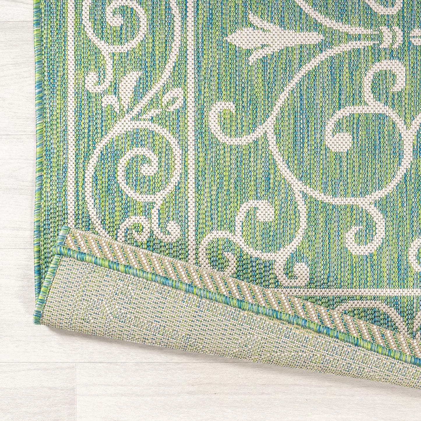 JONATHAN Y Vintage Filigree Indoor Outdoor Area Rug 9X12 Green/Ivory, Charleston Textured Weave for Backyard, Patio, Porch, Easy-Cleaning, High Traffic, Pet-Friendly, Non-Shedding (SMB106K-9)