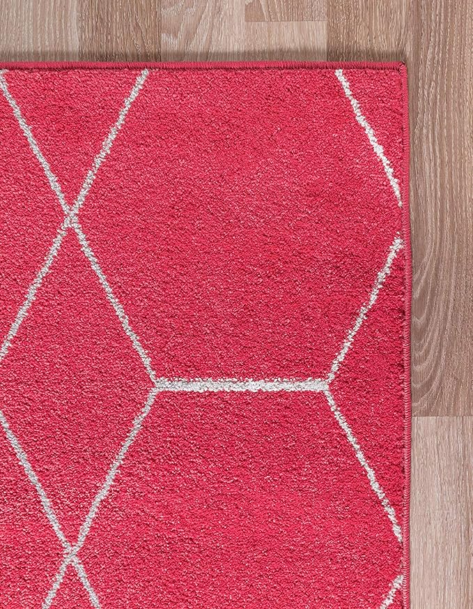 Unique Loom Trellis Frieze Collection Area Rug - Geometric (7' x 10', Pink/ Ivory)