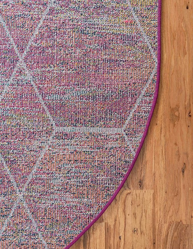 Unique Loom Trellis Frieze Collection Area Rug - Geometric (4' x 6' Oval, Multi/ Ivory)
