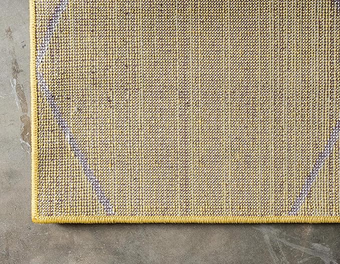 Unique Loom Trellis Frieze Collection Area Rug - Geometric (4' 1" x 6' 1", Yellow/ Ivory)