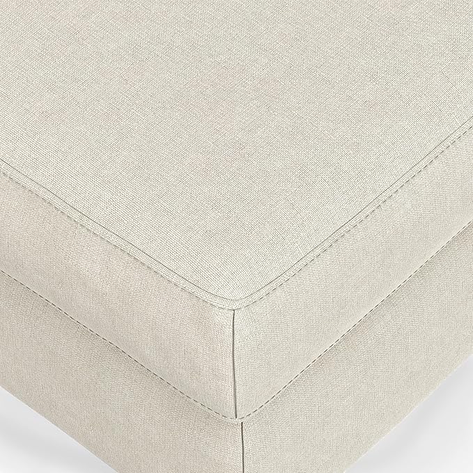 SIMPLIHOME Ava Sofa and Ottoman in 100% Recycled Polyester Performance Fabric, Cream, 90-inch-wide 3-Seater Couch and Matching 36-inch-wide Table Ottoman for Living Room, 2-Piece Set