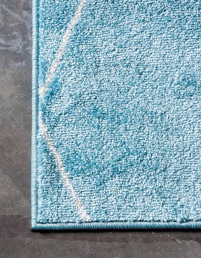 Unique Loom Trellis Frieze Collection Area Rug - Geometric (10' x 14' 1", Light Blue/ Ivory)