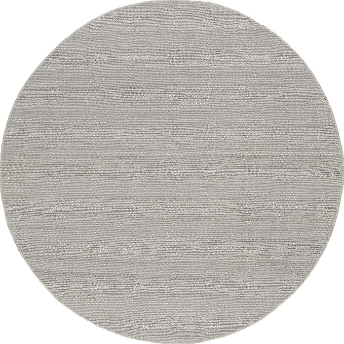 nuLOOM 6' Round Elfriede Jute & Cotton Hand Woven Area Rug, Elfriede Grey, Solid Rustic Farmhouse Style, Weaved Design, Natural Fiber, for Bedroom, Living Room, Dining Room, Hallway, Office, Entryway