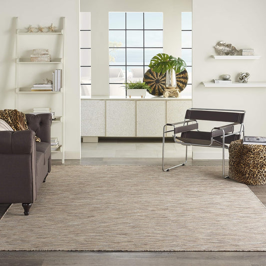 Nourison Home Positano 8' x Round Beige Fabric Modern Area Rug (8' Round)