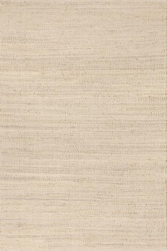 nuLOOM 4x6 Elfriede Jute & Cotton Hand Woven Area Rug, Natural, Solid Rustic Farmhouse Style, Weaved Design, Natural Fiber, For Bedroom, Living Room, Dining Room, Hallway, Office, Entryway