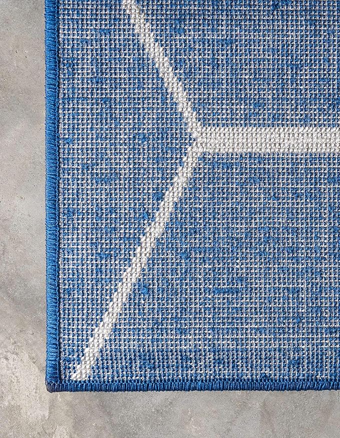 Unique Loom Trellis Frieze Collection Area Rug - Geometric (4' 1" x 6' 1", Navy Blue/ Ivory)