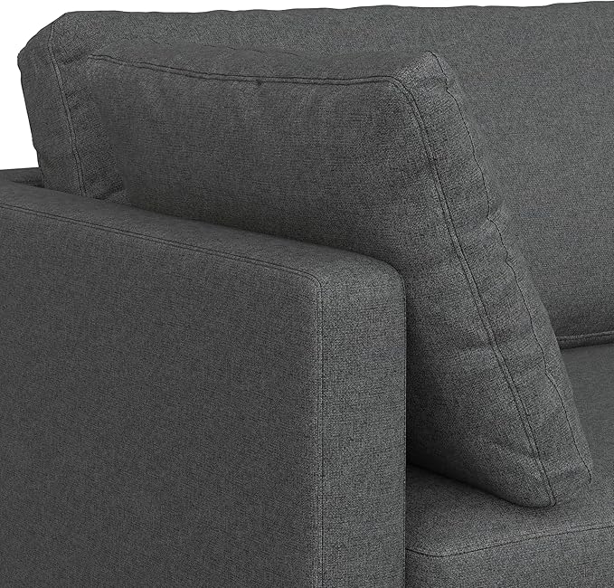 SIMPLIHOME Ava Sofa and Ottoman in 100% Recycled Polyester Performance Fabric, Pebble Grey, 90-inch-Wide 3-Seater Couch and Matching 36-inch-Wide Table Ottoman for Living Room, 2-Piece Set