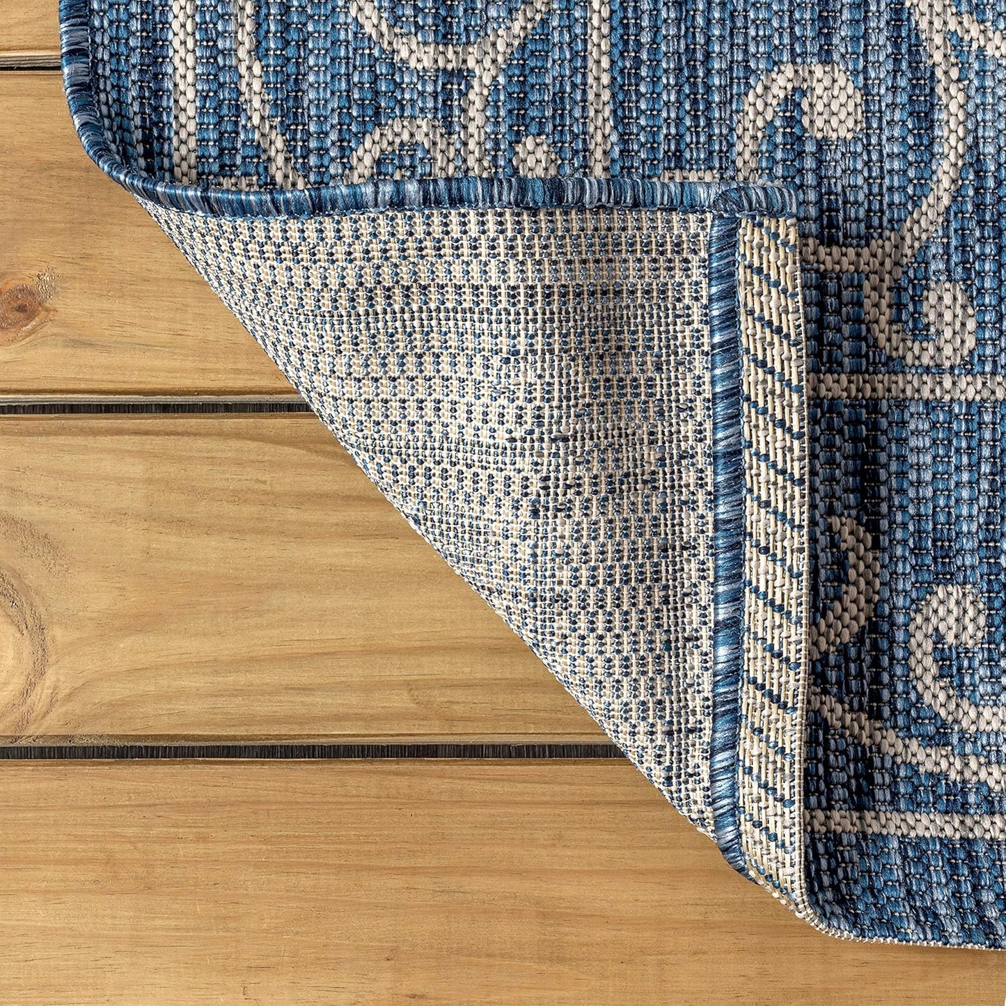 JONATHAN Y Vintage Filigree Indoor Outdoor Octagon Area Rug 5 Ft Navy/Gray, Charleston Textured Weave for Backyard, Patio, Porch, Easy-Cleaning, High Traffic, Pet-Friendly, Non-Shedding SMB106D-5TGN