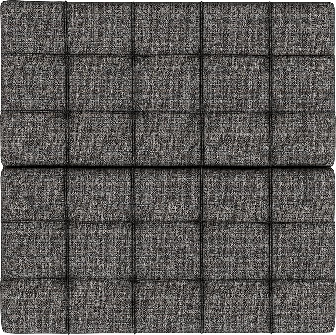 SIMPLIHOME Harrison 40 inch Wide Transitional Square Large Coffee Table Storage Ottoman in Ebony Polyester Tweed, Assembled, for The Living Room and Bedroom