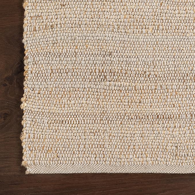 nuLOOM 2'6" x 8' Elfriede Jute & Cotton Hand Woven Area Rug, Natural, Solid Rustic Farmhouse Style, Weaved Design, Natural Fiber, For Bedroom, Living Room, Dining Room, Hallway, Office, Entryway