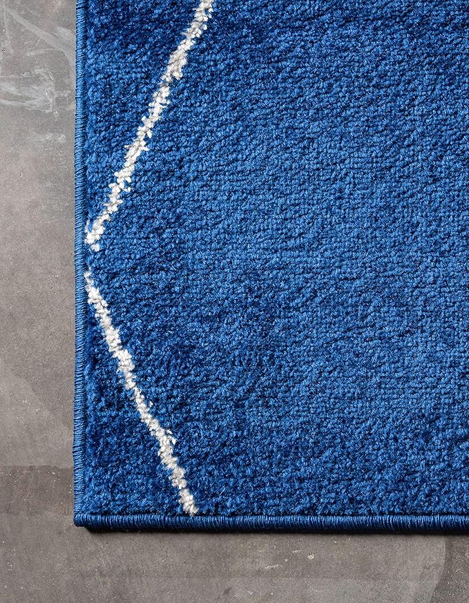Unique Loom Trellis Frieze Collection Area Rug - Geometric (9' x 12' 2", Navy Blue/ Ivory)