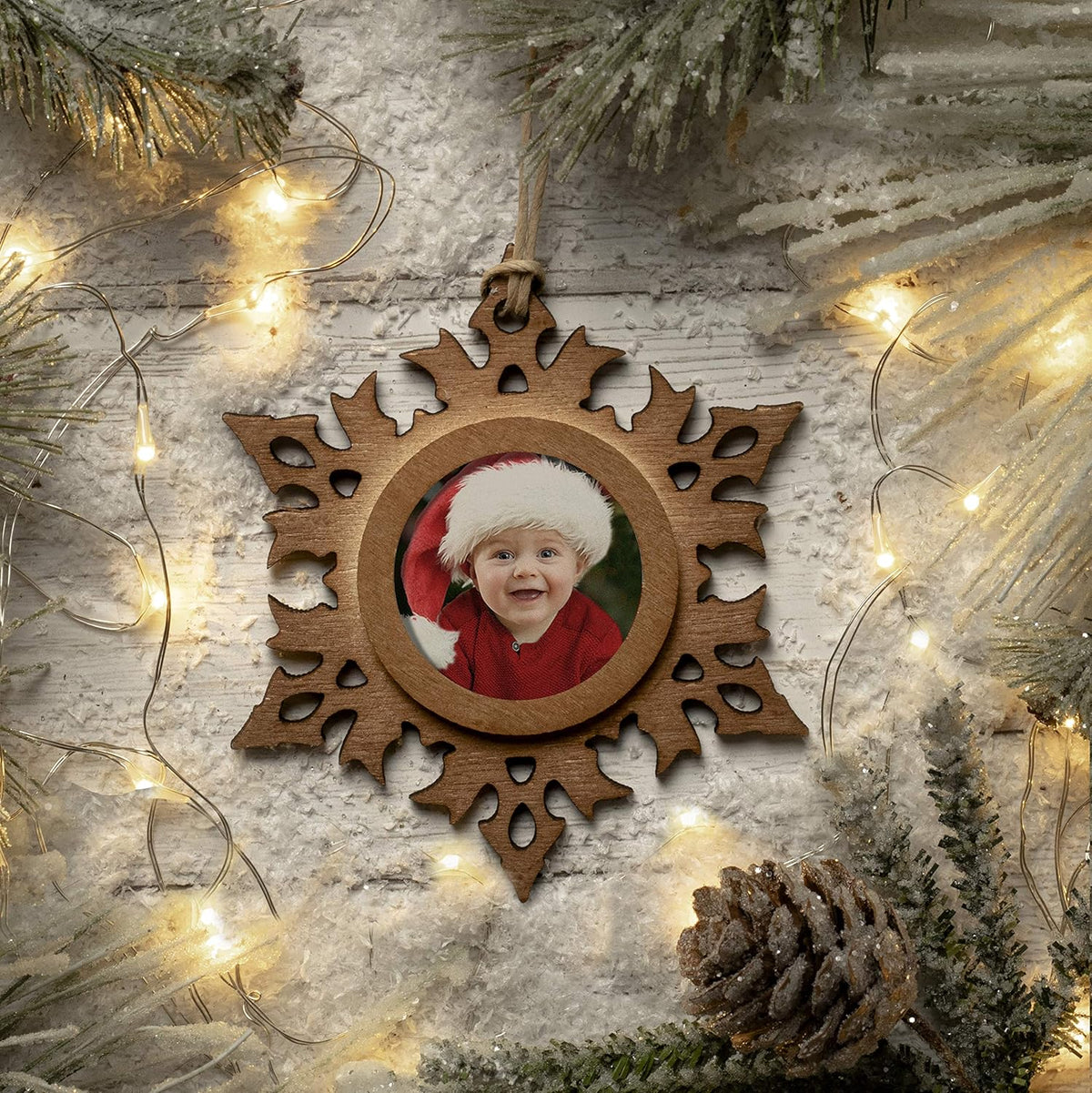 Wood Snowflake 1.5" Photo Ornament - Pack of 50